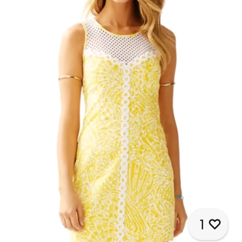 Lilly Pulitzer Dress MacFarlane Sunglow‎ Yellow Sea Cups Pigment sz 00 Shift